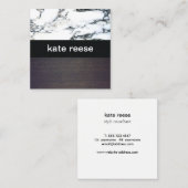 Stilvolles Schwarz-Weiß-Marmor-Holz Quadratische Visitenkarte (Vorne/Hinten)