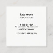 Stilvolles Schwarz-Weiß-Marmor-Holz Quadratische Visitenkarte (Rückseite)