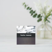 Stilvolles Schwarz-Weiß-Marmor-Holz Quadratische Visitenkarte (Stehend Vorderseite)