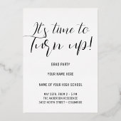 Stilvolles Schwarz-Weiß-Party Folieneinladung (Vorderseite)