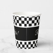 Stilvolles Schwarz-Weiß-Schachbrett Pappbecher (Rechts)
