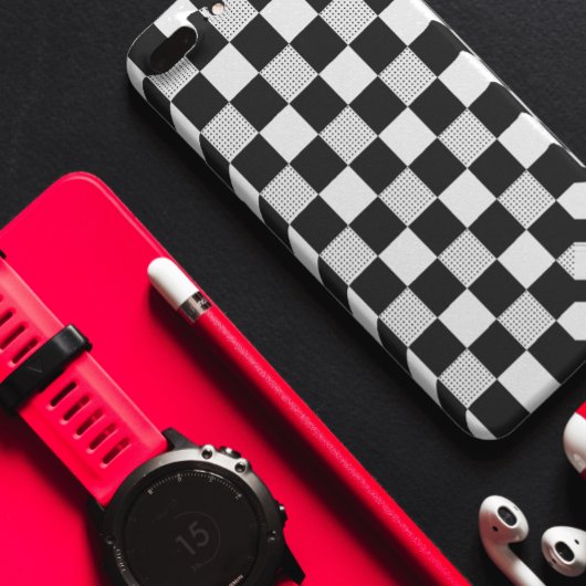 Stilvolles Schwarz-Weiß-Schachbrettmuster Case-Mate iPhone Hülle