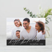 Stilvolles Schwarz-Weiß-Script-Foto Feiertagskarte (Stehend Vorderseite)