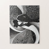 Stilvolles Schwarz-Weiß-Silhouette-Paar Puzzle (Vertikal)