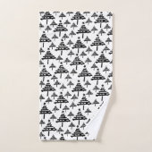 Stilvolles Schwarz-Weiß-Weihnachtsbaummuster Badhandtuch Set (Handtuch)