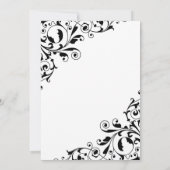 Stilvolles Schwarz-Weiß-Wirbel-Brautparty Einladung (Rückseite)