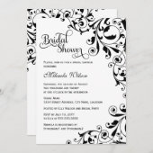 Stilvolles Schwarz-Weiß-Wirbel-Brautparty Einladung (Vorne/Hinten)