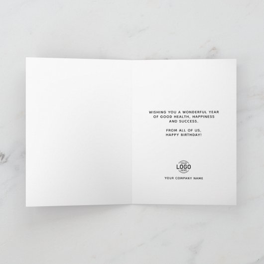 Stilvolles Schwarz-weißes Business Happy Birthday Karte (Innenseite)