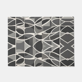 Stilvolles, Schwarz-weißes geometrisches Muster Fußmatte