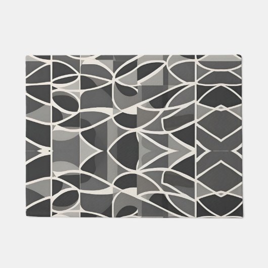 Stilvolles, Schwarz-weißes geometrisches Muster Fußmatte (Vorderseite)