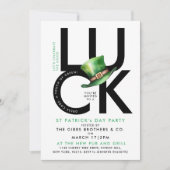 Stilvolles Schwarz-weißes St Patrick Lucky Irish P Einladung (Vorderseite)