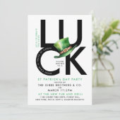 Stilvolles Schwarz-weißes St Patrick Lucky Irish P Einladung (Stehend Vorderseite)