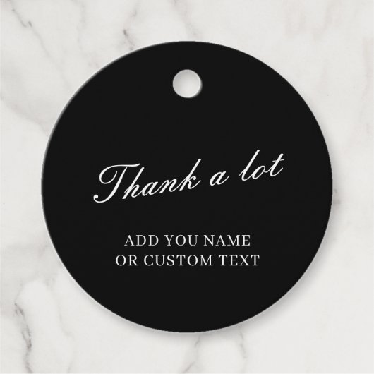 Stilvolles schwarzes Dankeschön-Typografie-Design Geschenkanhänger (Vorderseite)