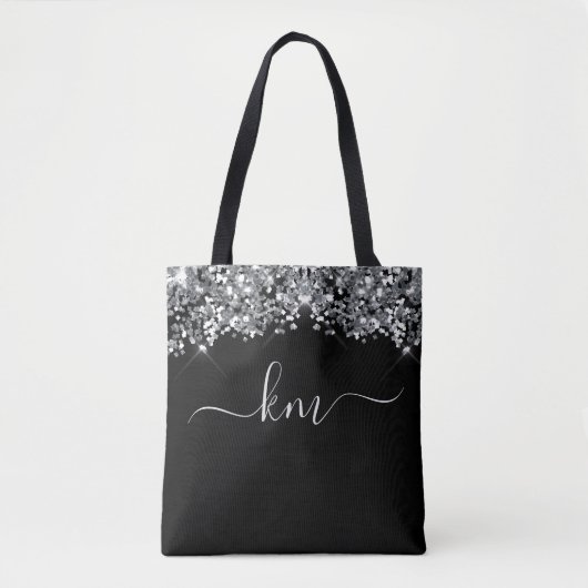 Stilvolles Schwarzes Glitzer-Script Tasche (Vorderseite)