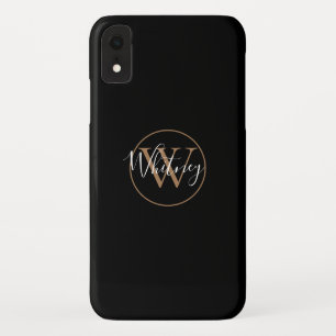 Stilvolles schwarzes Gold weißes Skript Monogramm  Case-Mate iPhone Hülle