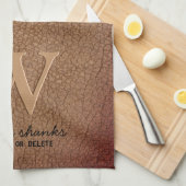 Stilvolles schwarzes goldfarbenes Monogramm braune Geschirrtuch (Viertel Falte)