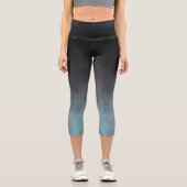 Stilvolles Schwarzes Grau Aquamarines rustikales O Capri Leggings (Vorderseite)