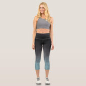 Stilvolles Schwarzes Grau Aquamarines rustikales O Capri Leggings (Vorderseite)