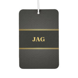 Stilvolles schwarzes Kohlenstoff-Gold-Monogramm Autolufterfrischer