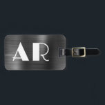 Stilvolles Schwarzes Metall - Zwei fette Monogramm Gepäckanhänger<br><div class="desc">Stilvolle Girly Modern elegante Black Metal Two Monogram Initial Custom Personalisierte Personalisiert Luggage Bag Tag. Dieses Design mit zwei (2) fett monogramm ersten typografischen Schriftart und die Rückseite Adresse Info über schwarz metallische Folie Hintergrund. Diese sind einfach zu anpassen. Stilvolles Geschenk für Hochzeit, Brautparty, süßen 16 Geburtstag, Abschluss, und für...</div>