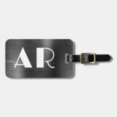 Stilvolles Schwarzes Metall - Zwei fette Monogramm Gepäckanhänger (Vorderseite horizontal)