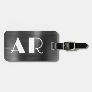 Stilvolles Schwarzes Metall - Zwei fette Monogramm Gepäckanhänger