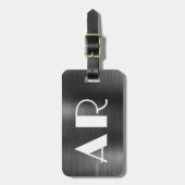 Stilvolles Schwarzes Metall - Zwei fette Monogramm Gepäckanhänger (Vorderseite vertikal)