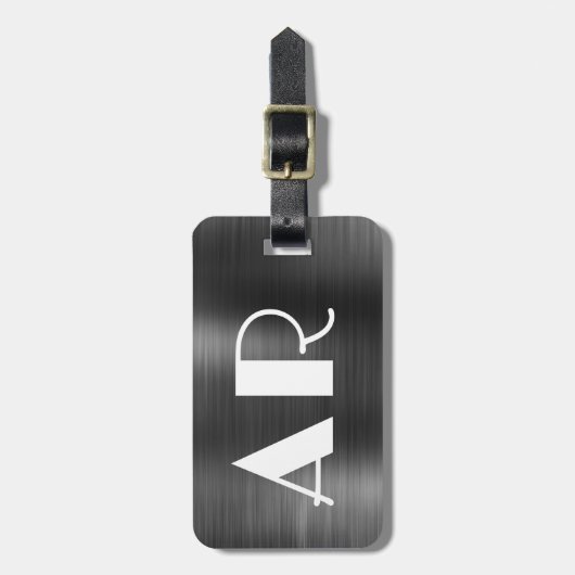 Stilvolles Schwarzes Metall - Zwei fette Monogramm Gepäckanhänger (Vorderseite vertikal)