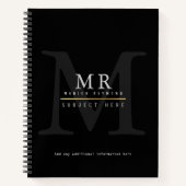 Stilvolles Schwarzes Monogramm Notizblock (Vorderseite)
