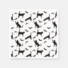 Stilvolles schwarzes Muster von Katzen und Flederm Serviette