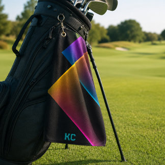 Stilvolles schwarzes neon-geometrisches Monogramm Golfhandtuch