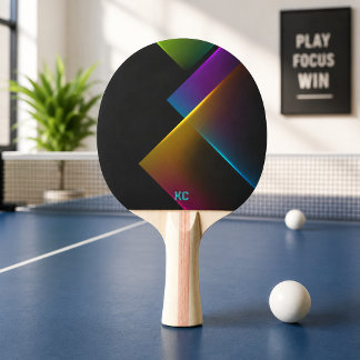 Stilvolles schwarzes neon-geometrisches Monogramm Tischtennis Schläger