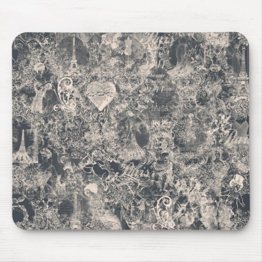 Stilvolles schwarzes Pariser Toile-Design Mousepad (Vorne)