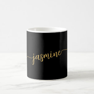 Stilvolles schwarzes und goldenes Monogramm Namens Kaffeetasse