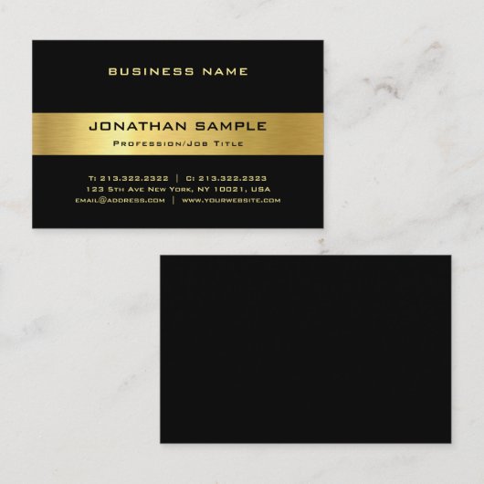Stilvolles Schwarzes und Goldmoderne modische Luxe Visitenkarte (Vorne/Hinten)