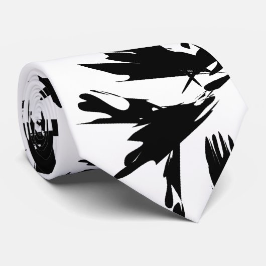 Stilvolles Schwarzweiss-Blumenmuster Krawatte (Gerollt)