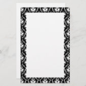 Stilvolles Schwarzweiss-Damast-Muster Briefpapier (Vorne/Hinten)