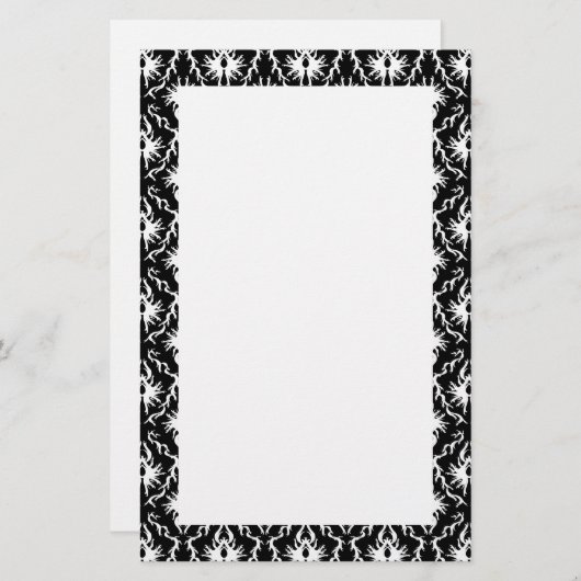 Stilvolles Schwarzweiss-Damast-Muster Briefpapier (Vorne/Hinten)