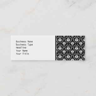Stilvolles Schwarzweiss-Damast-Muster Mini Visitenkarte