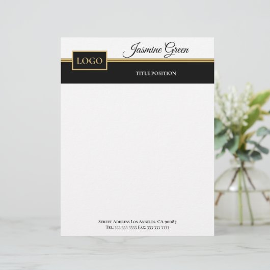 Stilvolles Schwarzweiß-Design Briefbogen (Stehend Vorderseite)