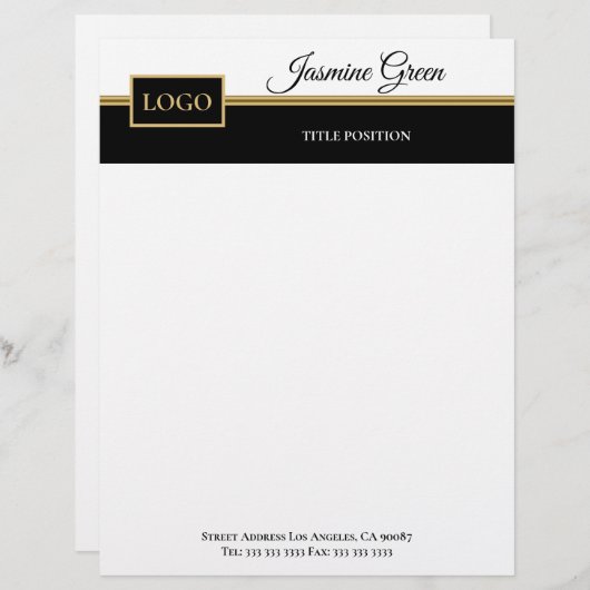 Stilvolles Schwarzweiß-Design Briefbogen (Vorne/Hinten)