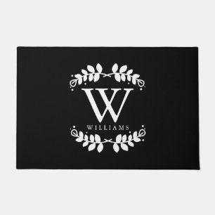 Stilvolles Schwarzweiss-Familien-Monogramm Fußmatte