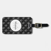 Stilvolles Schwarzweiss-Herz-Monogramm mit Namen Gepäckanhänger (Vorderseite horizontal)