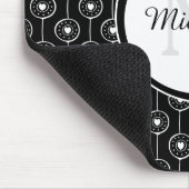 Stilvolles Schwarzweiss-Herz-Monogramm mit Namen Mousepad (Ecke)