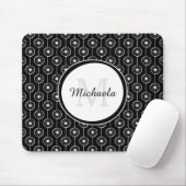 Stilvolles Schwarzweiss-Herz-Monogramm mit Namen Mousepad (Mit Mouse)