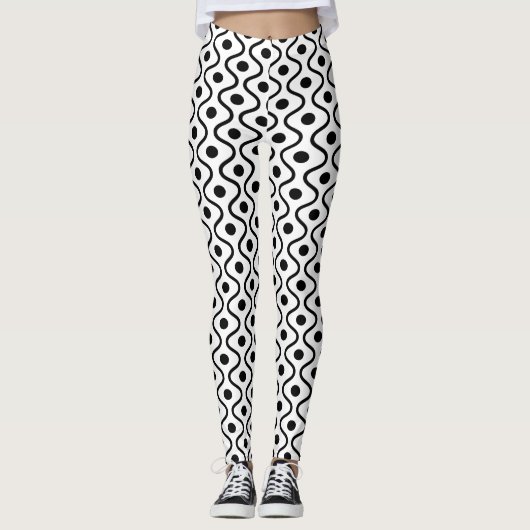 Stilvolles Schwarzweißmuster Leggings (Vorderseite)