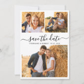 Stilvolles Script 3 Foto Collage Wedding Save The Date (Vorderseite)