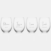 Stilvolles Script-Brautparty Personalisiert Weinglas Ohne Stiel (Vorderseite)