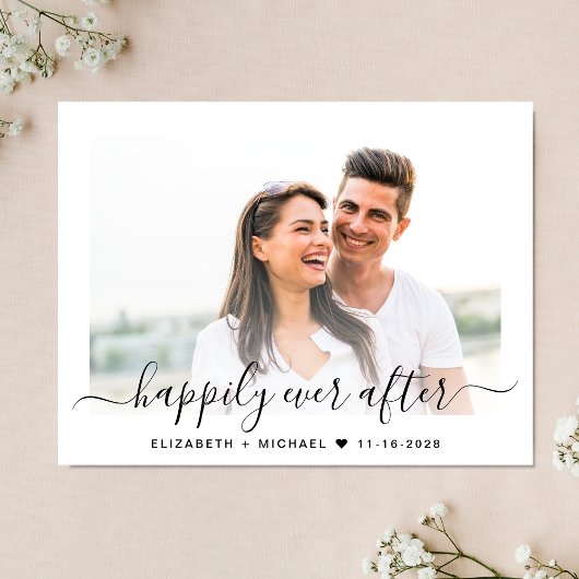 Stilvolles Script-Foto Save the Date Ankündigungspostkarte