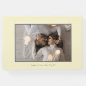 Stilvolles Script grau und weichgelb | FOTO Gästebuch (Rückseite)